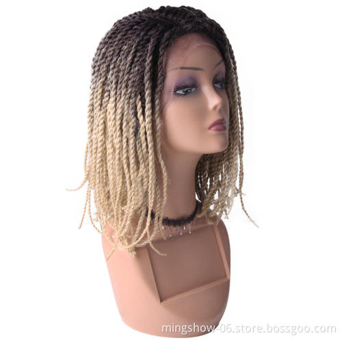 Cheap blonde wig, braided and twisted ombre blonde lace front wig